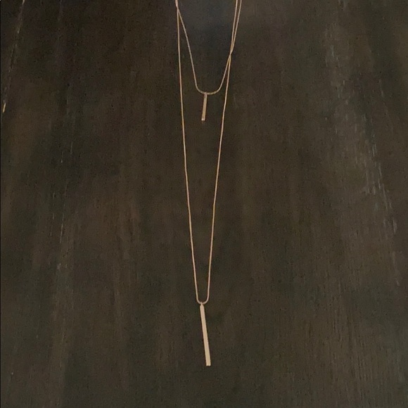 Express Jewelry - Long Double Layer Rose Gold Necklace